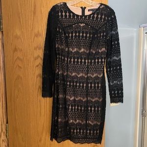 WHBM Black lace with nude underlay dress. Size 6